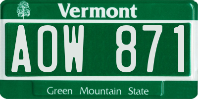 VT license plate AOW871