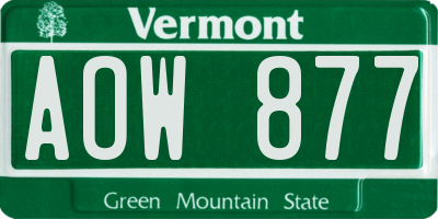 VT license plate AOW877