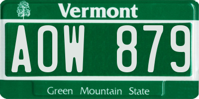 VT license plate AOW879