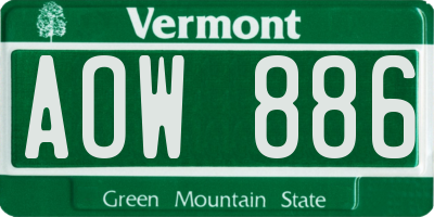 VT license plate AOW886