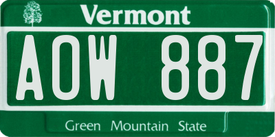 VT license plate AOW887
