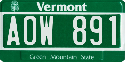 VT license plate AOW891
