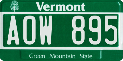 VT license plate AOW895