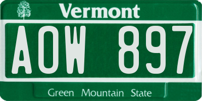 VT license plate AOW897