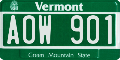 VT license plate AOW901