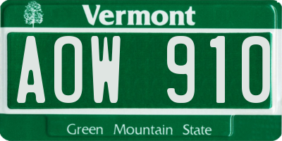 VT license plate AOW910