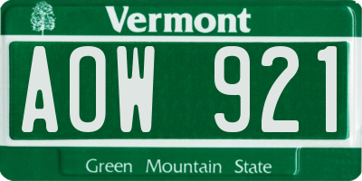 VT license plate AOW921
