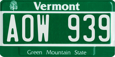 VT license plate AOW939