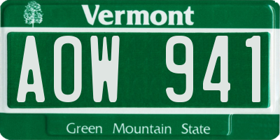 VT license plate AOW941
