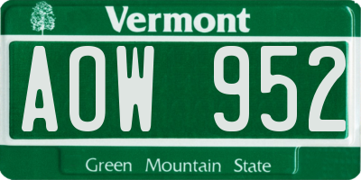 VT license plate AOW952