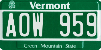 VT license plate AOW959