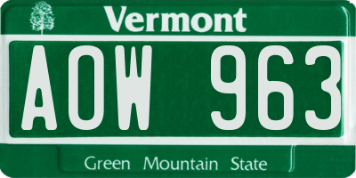 VT license plate AOW963