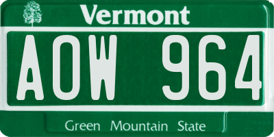 VT license plate AOW964