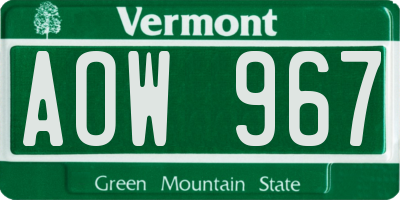 VT license plate AOW967