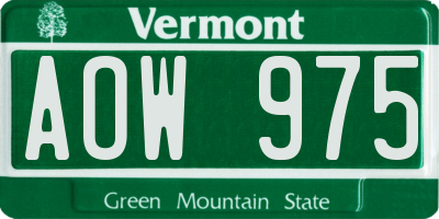 VT license plate AOW975