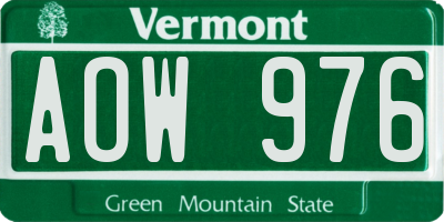 VT license plate AOW976