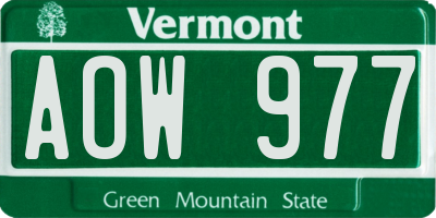 VT license plate AOW977