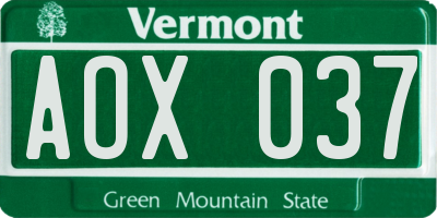 VT license plate AOX037