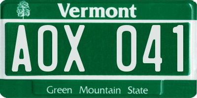 VT license plate AOX041