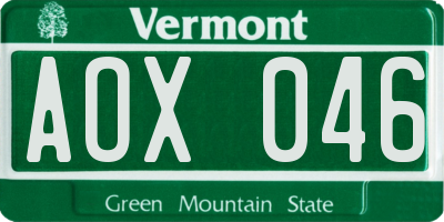 VT license plate AOX046