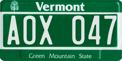VT license plate AOX047