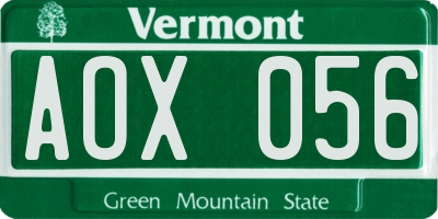 VT license plate AOX056
