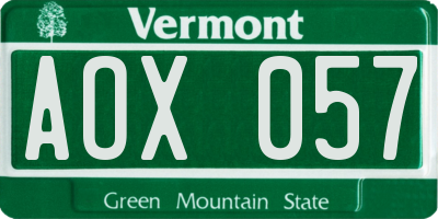 VT license plate AOX057