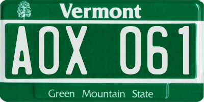 VT license plate AOX061