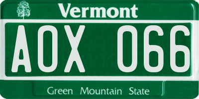 VT license plate AOX066