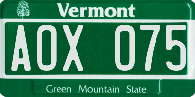 VT license plate AOX075
