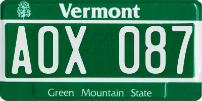 VT license plate AOX087