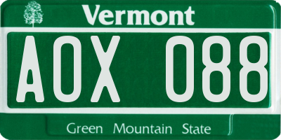 VT license plate AOX088