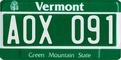 VT license plate AOX091