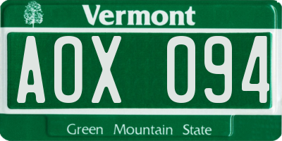 VT license plate AOX094