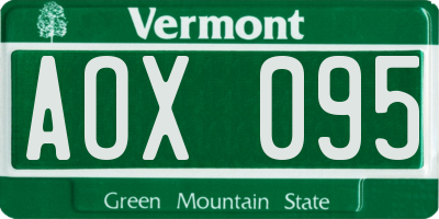 VT license plate AOX095