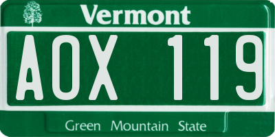 VT license plate AOX119
