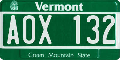 VT license plate AOX132