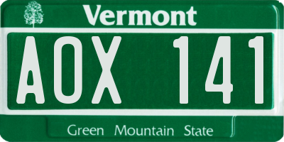VT license plate AOX141