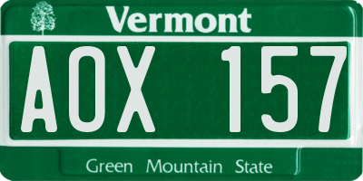 VT license plate AOX157