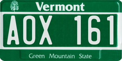 VT license plate AOX161