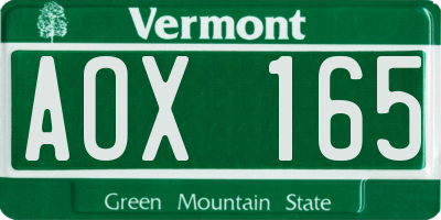 VT license plate AOX165