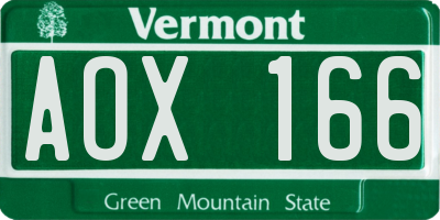 VT license plate AOX166