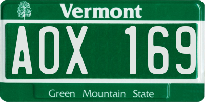 VT license plate AOX169