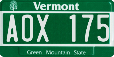 VT license plate AOX175
