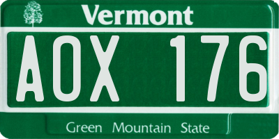 VT license plate AOX176