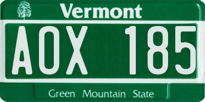 VT license plate AOX185