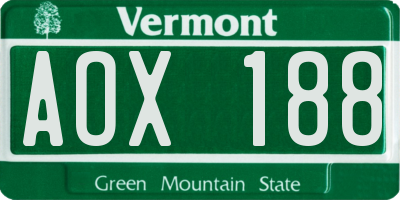 VT license plate AOX188