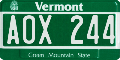 VT license plate AOX244