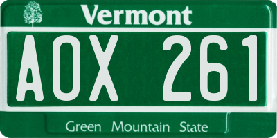 VT license plate AOX261