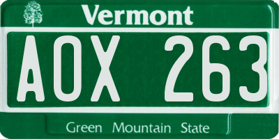 VT license plate AOX263